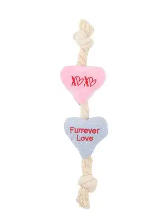 Купить mr.kranch игрушка для собак Канат с сердечками, розовая